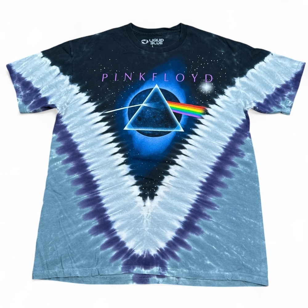 Liquid Blue Pink Floyd Tee Shirt Adult Size Large Tie Dye Double Sided VTG Style